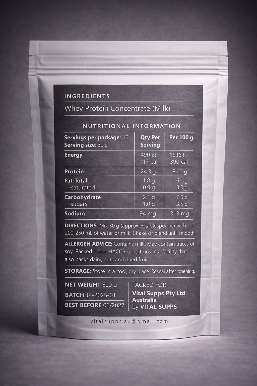 Just Pure Protein – Whey Protein Concentrate (WPC) | Unflavoured | 500g / 1kg
