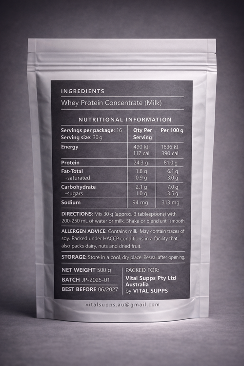 Just Pure Protein – Whey Protein Concentrate (WPC) | Unflavoured | 500g / 1kg